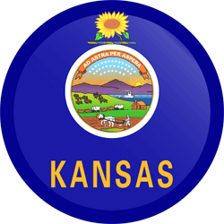 Flagge von Kansas - Knopf Runde