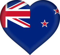 Flagge von Neuseeland - Flagge von Aotearoa - Herz 3D