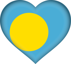 Flag of Palau - Heart 3D