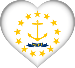 Flagge von Rhode Island - Herz 3D
