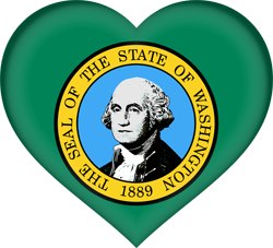 Flagge von Washington - Herz 3D